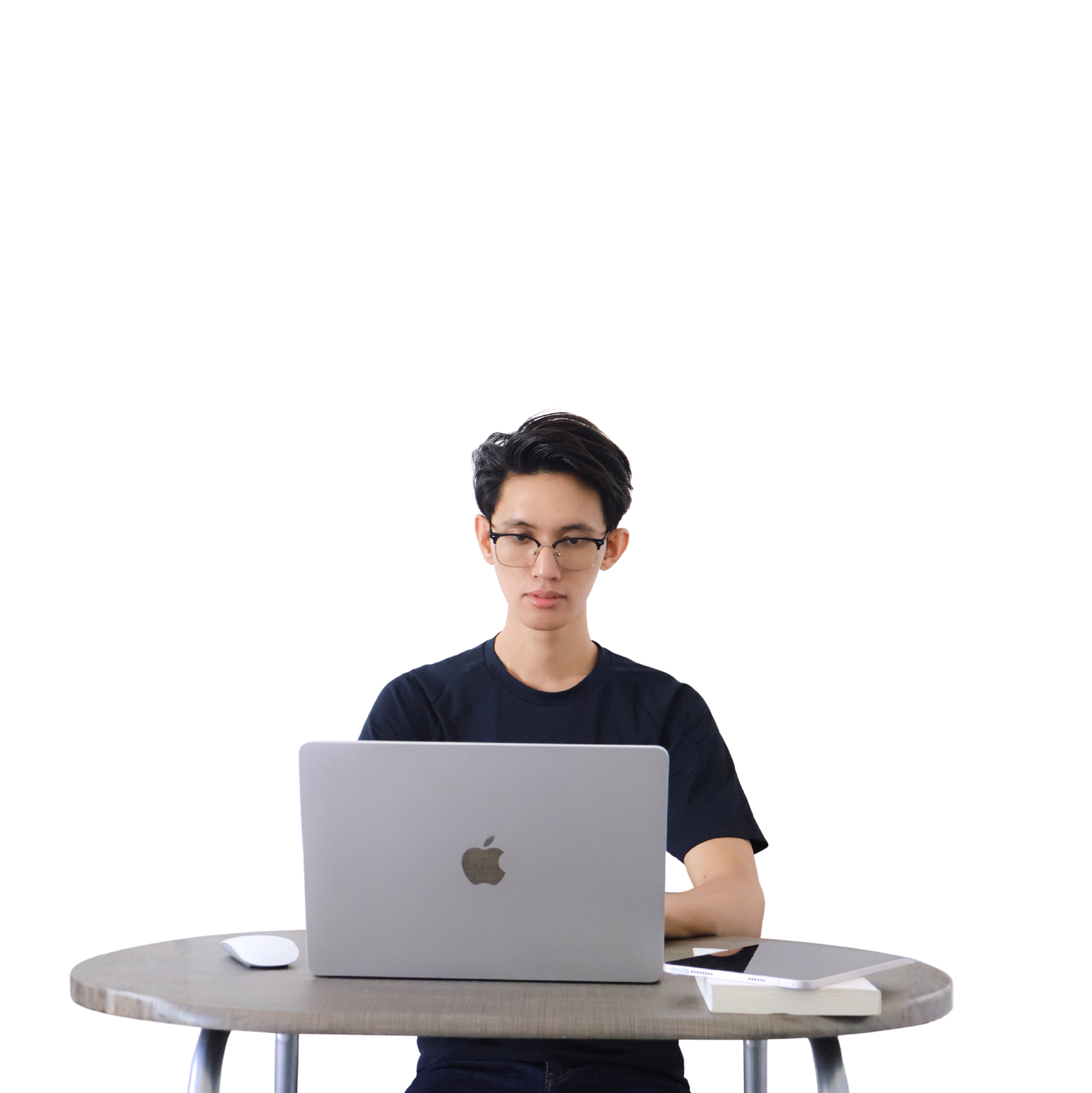 Edward working at a laptop